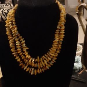 Jay King Butterscotch Amber and Turquoise Necklace